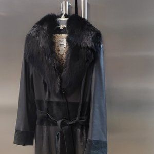 Ladies full length leather coat
